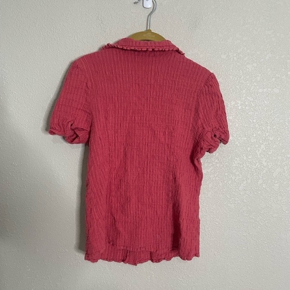 Allegra K Crinkle Fabric Button Up Shirt Small - Picture 2 of 5